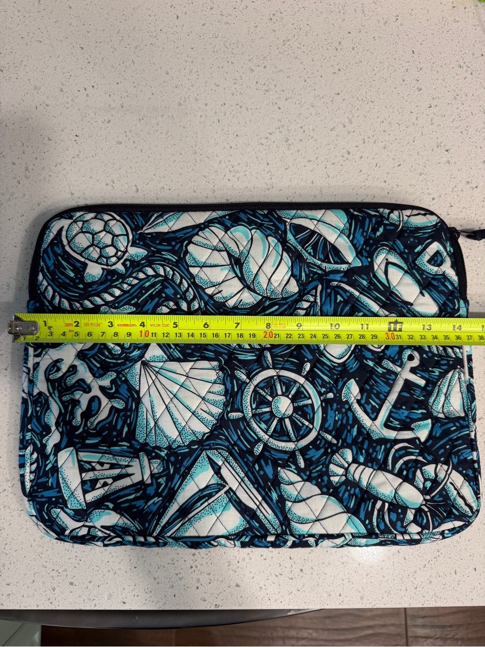 Vera Bradley Nautical Shell Quilted Tech Sleeve in Teal, Navy & White
